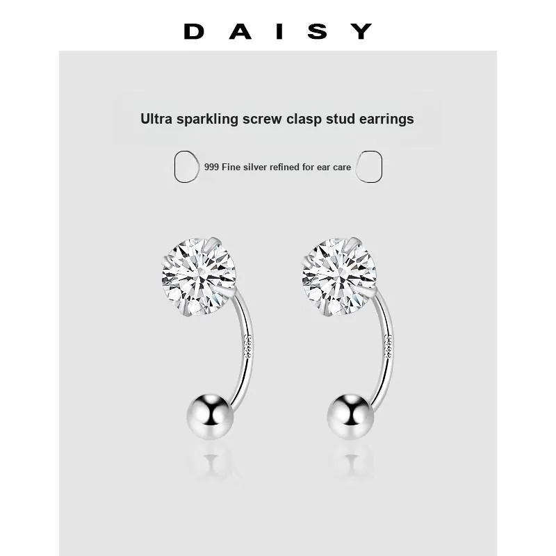 Daisy Dream Full Sterling Silver Stud Earrings Unisex-3