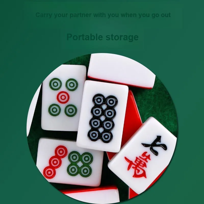 ZIHU Mini Travel Small Mahjong Size 24 Red Handmade Mini Mahjong Tiles Board Games-1