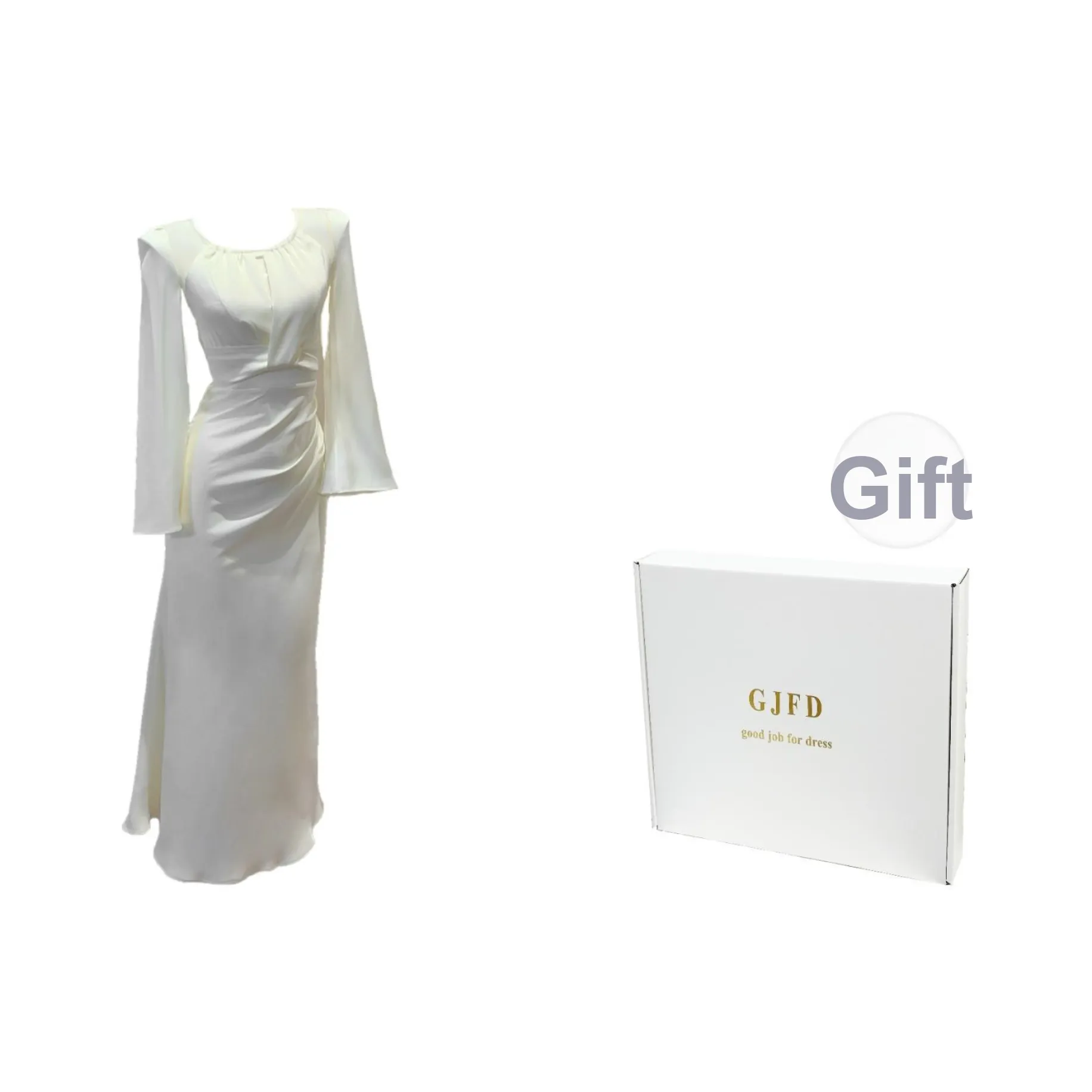 GJFD Длинное платье с длинными рукавами женское