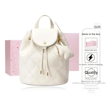 NUCELLE Artificial Leather One Shoulder Backpack Regular Women's Cream White/Cinnamon Pink/Night Black