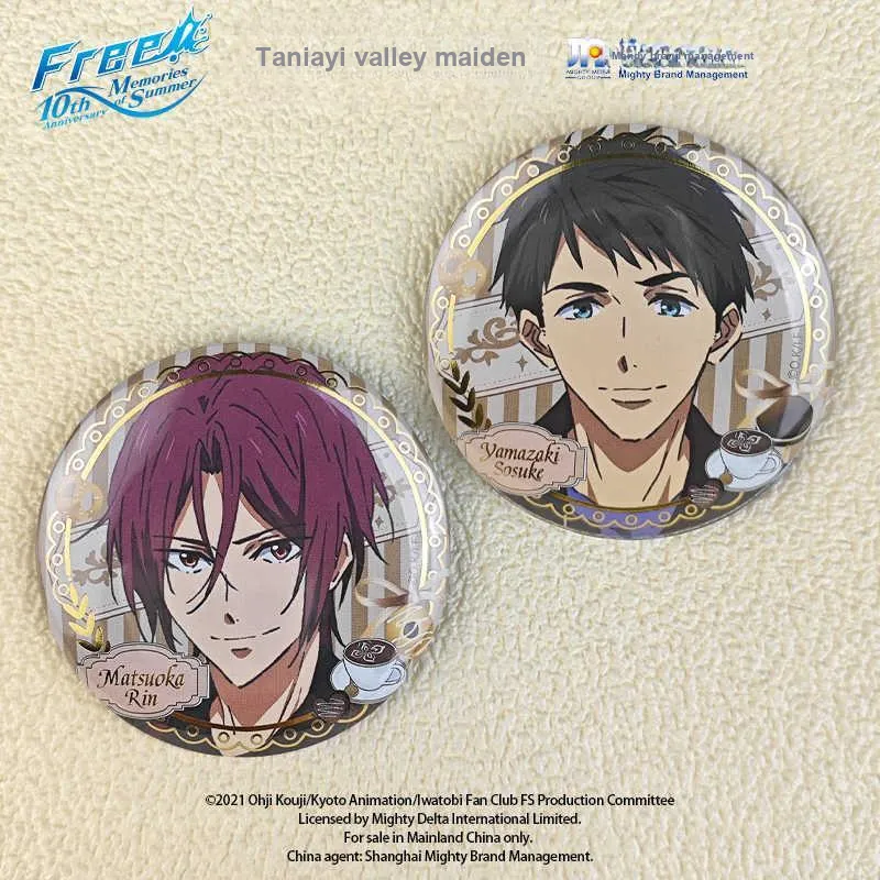 Gu Niang Free! Badge 10th Anniversary Coffee Shop Collection Badges-1