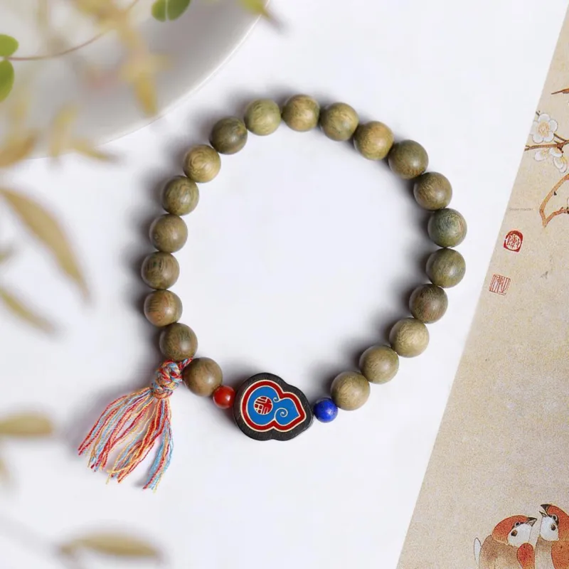 LIYUNMUXUE Green Sandalwood Wooden Bracelets Unisex-1