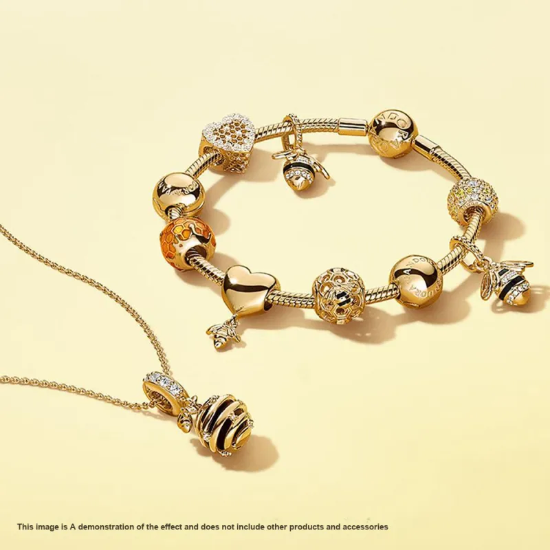 Pandora 925 Sterling Silver With 18K Gold Pendants Women's-2