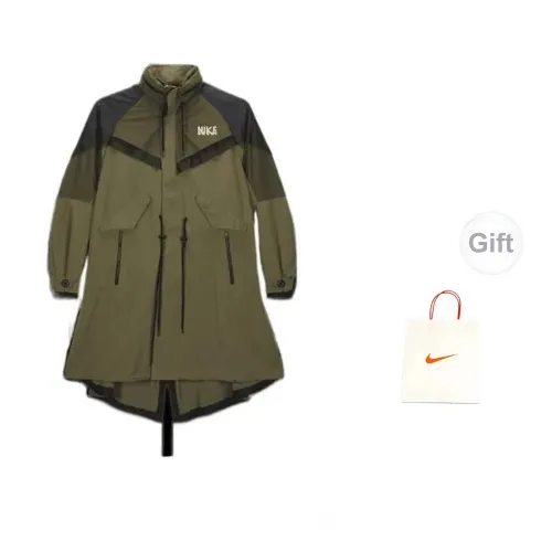 Nike Trench Coats Unisex Army Green+Gift Bag