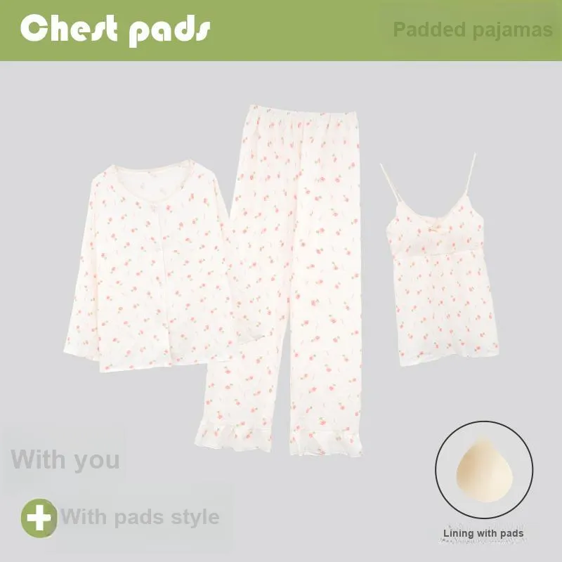 CAIHENGTONG Pajama Set Women's Small Red Flower-1