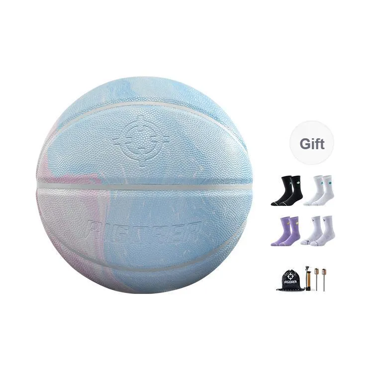 RIGORER PU Ice Cream Basketball Blue Pink Mismatched Color Size 7 Street Training Competition-5