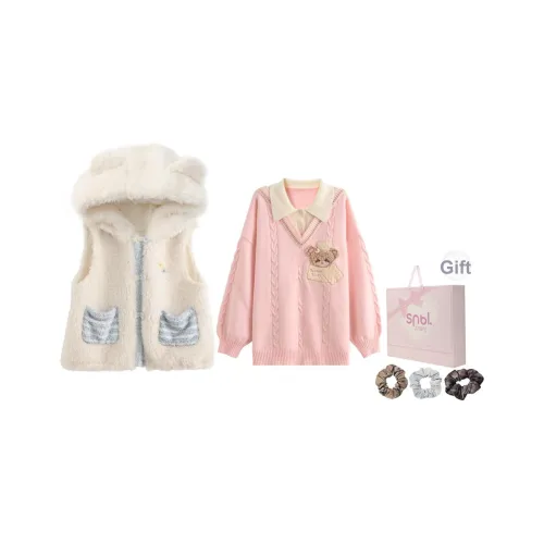 SNBL Жилет + Трикотаж Женские Повседневные Костюмы