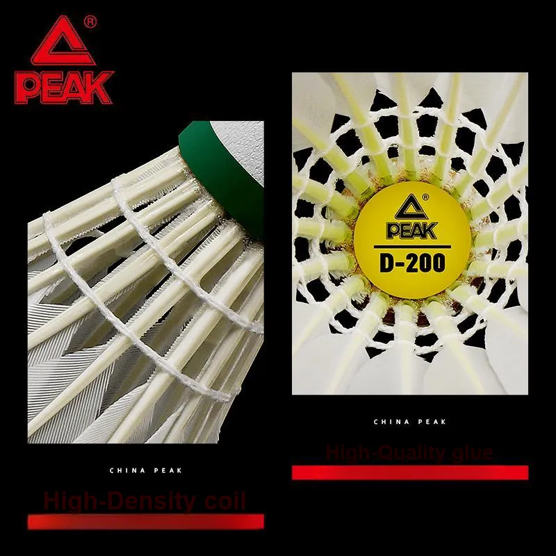 PEAK D200 Goose Feather Shuttlecock 12 Pack Goose Feather Advanced Competition Training Shuttlecocks-3