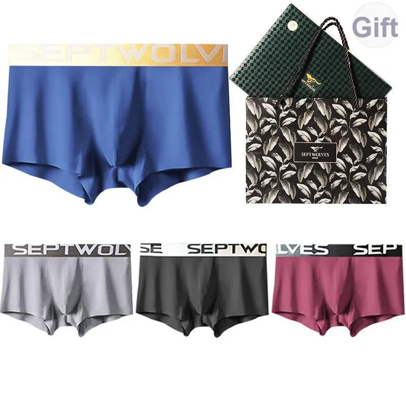 SEPTWOLVES Трусы Весенние Летние Мужские 4 Пачки Подарочный Набор + Сумка для покупок