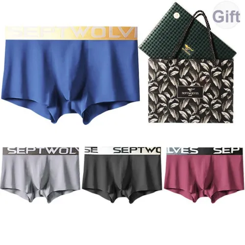 SEPTWOLVES Трусы Весенние Летние Мужские 4 Пачки Подарочный Набор + Сумка для покупок