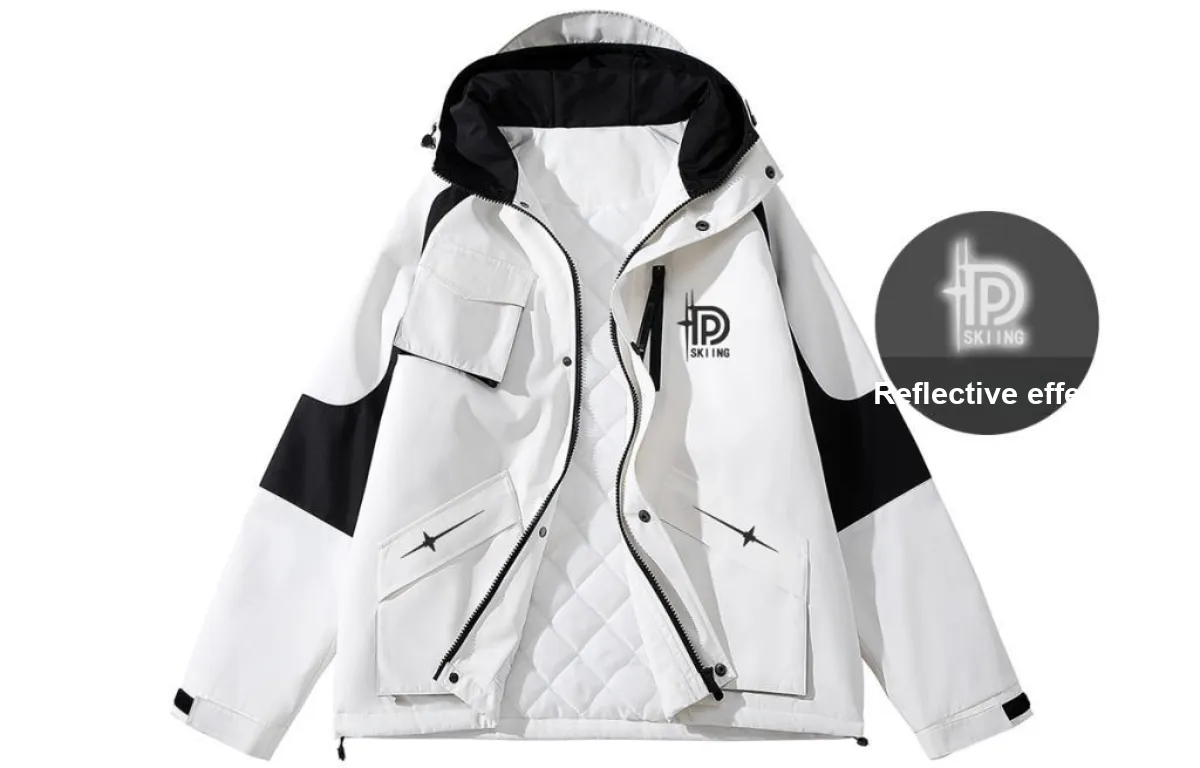 Poshbrain Puffer Jacket Unisex White/Black/Purple