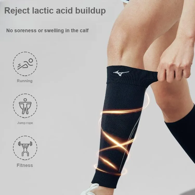 Mizuno Soccer Basketball Gym Equipment Badminton Bicycle Leg Guards Breathable Black Unisex Basic Protective-2