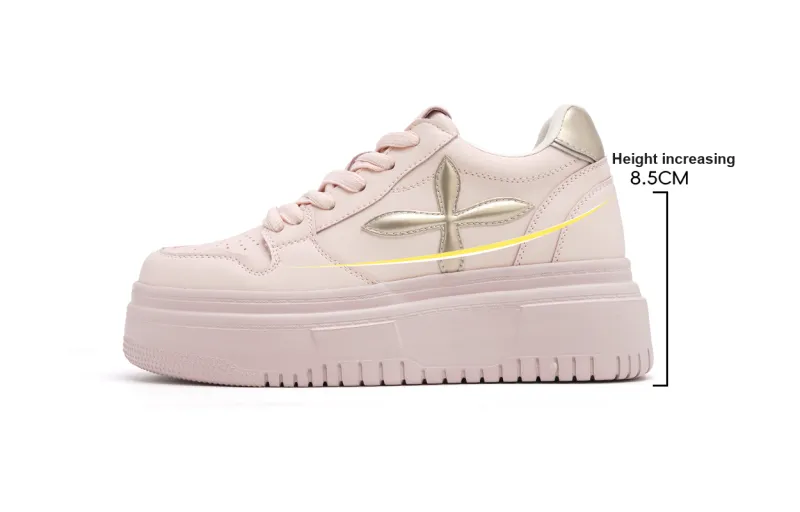 UNCLEWEN Coverage Height Increasing Breathable Slip Resistant Low Top Skateboard Shoes Women's Rose Pink-9
