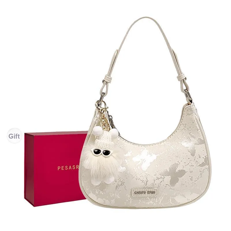 PESASRIE PU Shoulder Bag, Crossbody Bag Regular Women's Ecru
