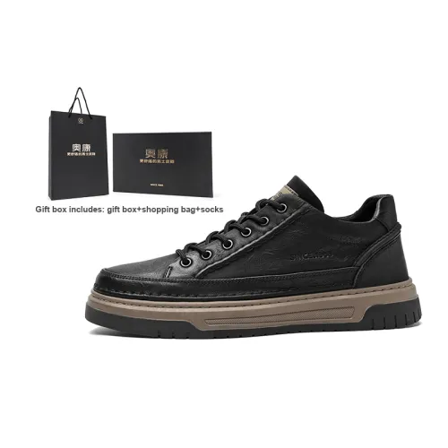 AOKANG Skateboard Shoes Men Low-Top Black