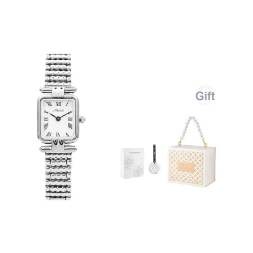 MISHALI Small Square Watch Collection Кварцевый механизм Стальной ремешок Часы Женские Белый циферблат