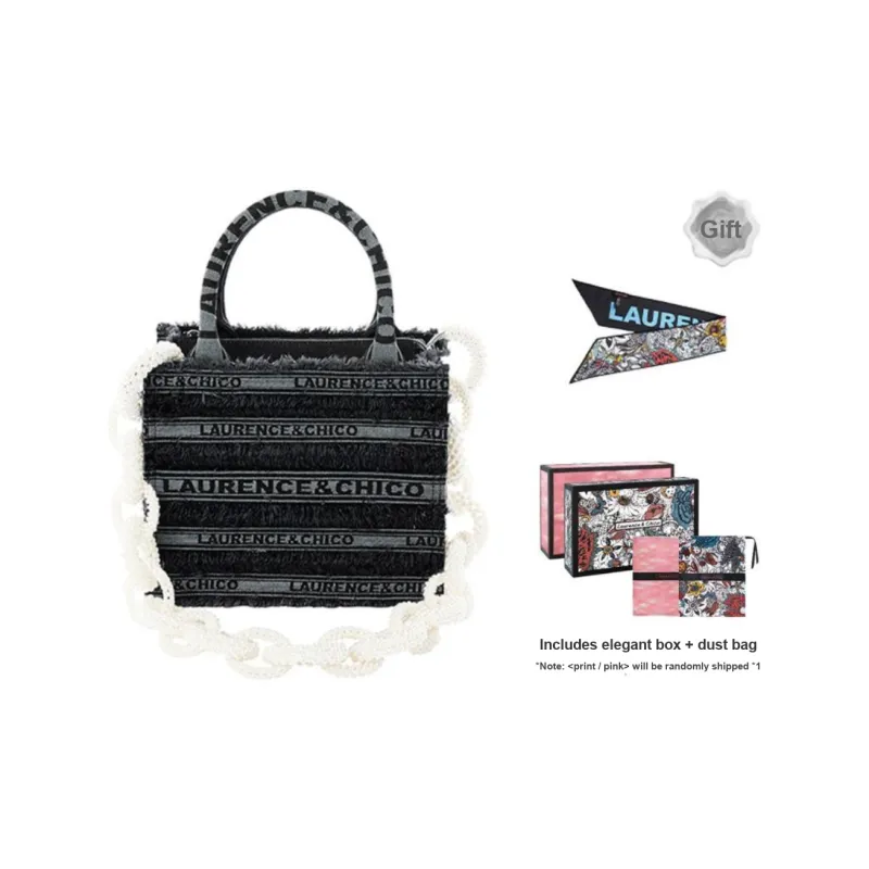 Laurence & Chico Cotton Tote Bag Handbag Small Size Women's Black-0