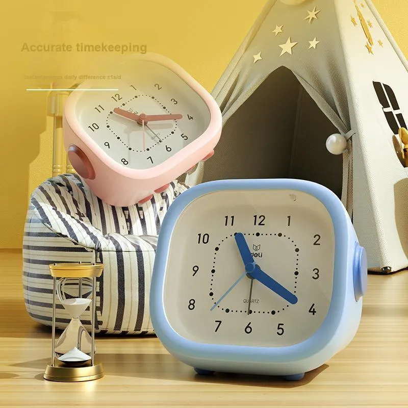 Deli Sweeping Seconds Movement Plastic Alarm Clock Unisex-1