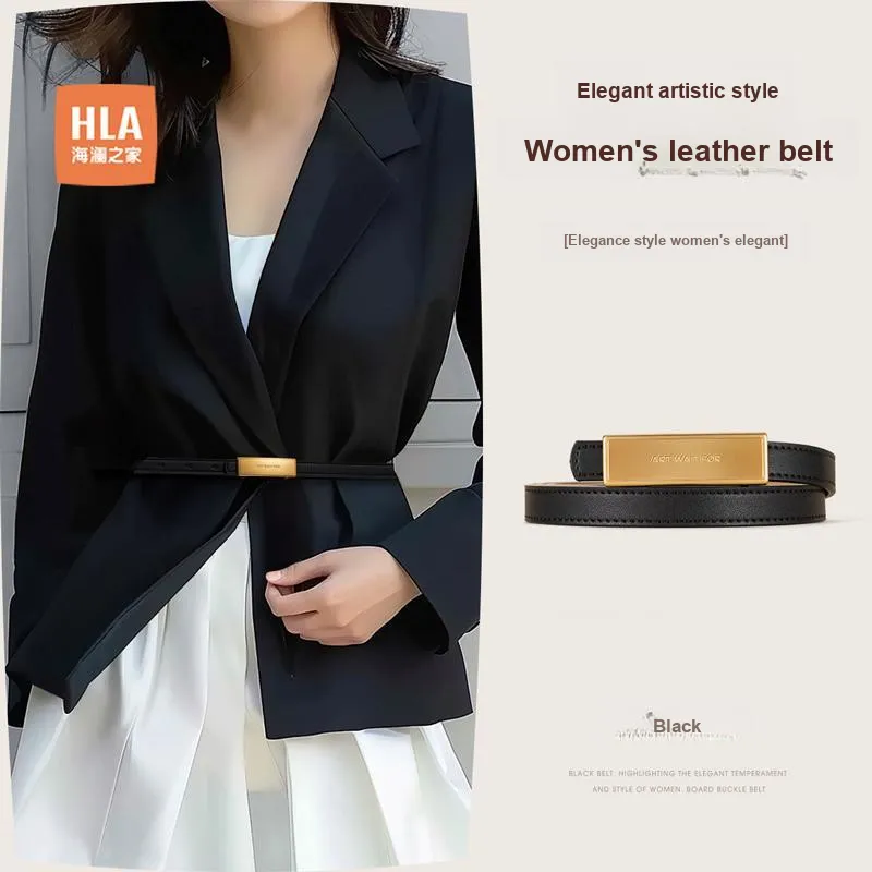 HLA Cow Leather Leather Belts Women's Width 1.45cm-6