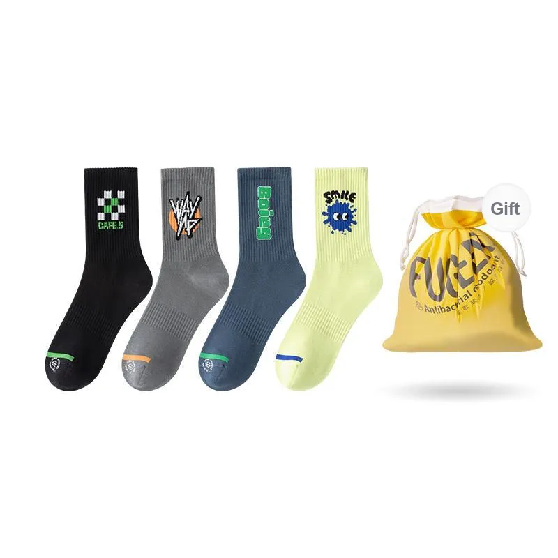 FUGEER Mid Calf Socks Men's 4 Pack-8