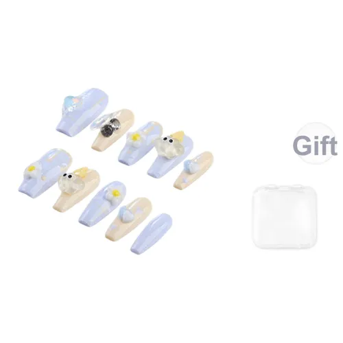 SHANGSHIQIN Свежий образ Ледяной прозрачный 3D эффект False Nail Сливочный стиль Осветляющий Ins25mm Средний LADDER Кремовый Jump Цвет