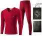 2-Piece Set Gift Box Set (1 Long-Sleeved+1 Pants) Thickened and Fleece-Lined/Celebration Burgundy