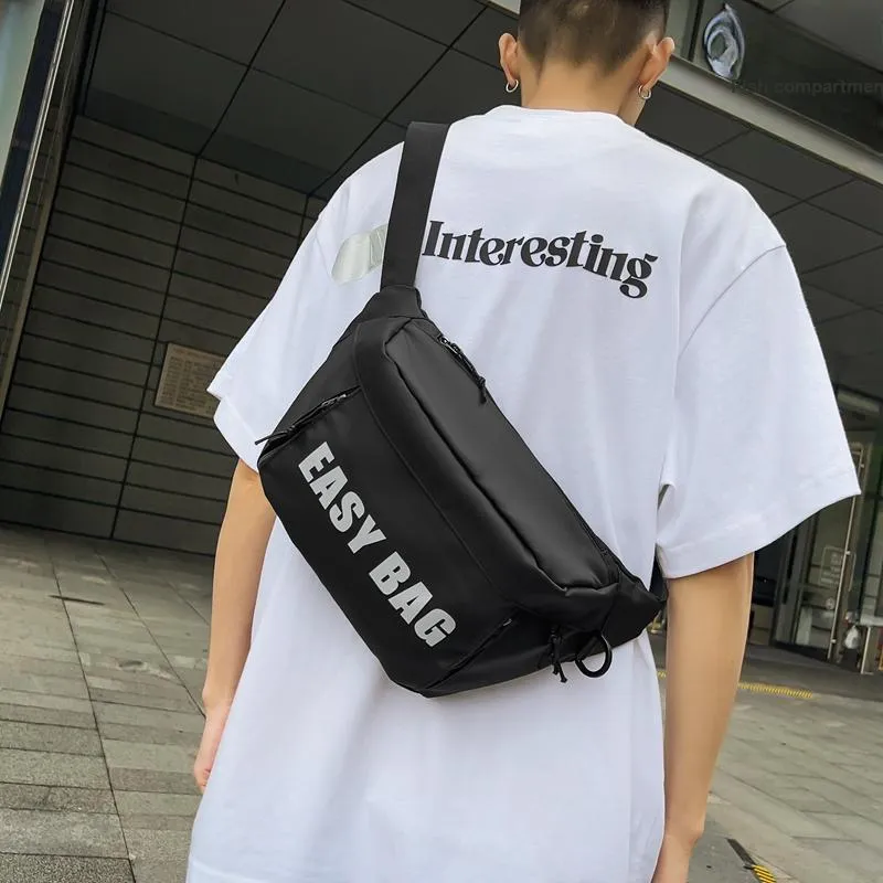 OURFUN Nylon Fabric Sling Bag Unisex White/Black/Green/Blue-3