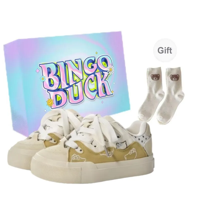 BINGO DUCK Slip Resistant And Breathable Low Top Skateboard Shoes Women's-6