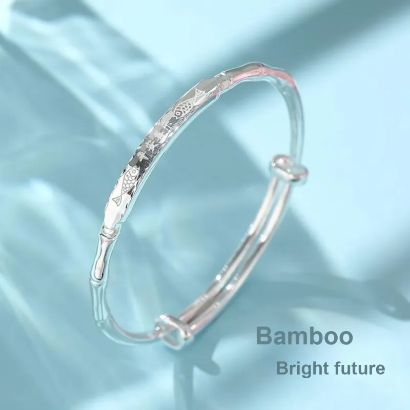 Nine Music Foot Silver 990 Bangles Women's-1