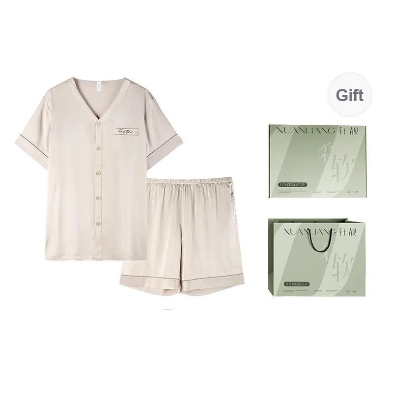 Xuan Liang Pajama Set Men's Gift Box Set Tea Gray-0