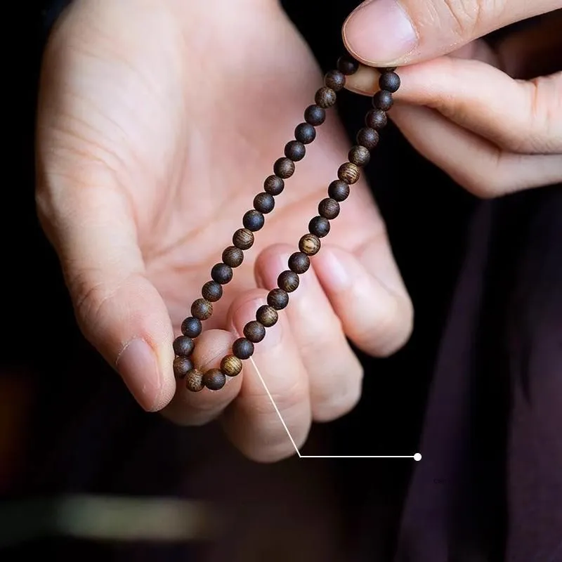 FANGYUANXIAOFU Fragrance Enhancer, Agarwood Single Wrap Plain Beaded Bracelet Women's-19