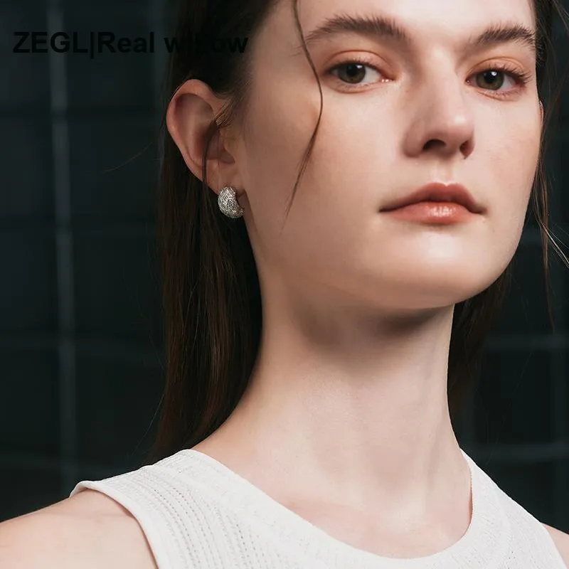 ZEGL S925 Silver Stud Earrings Women's-1