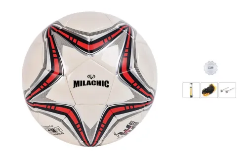 MILACHIC Size 4 Size 5 Soccer PU Machine Stitched Soccer Ball Unisex Beige Red Black