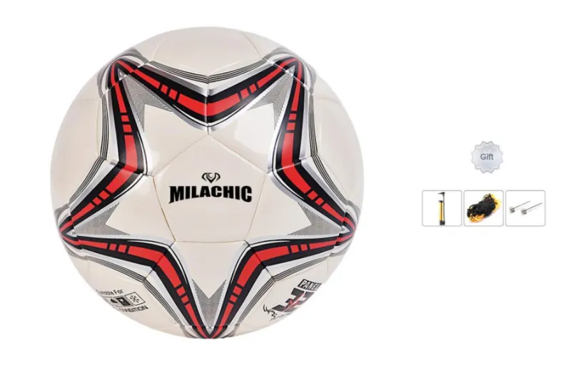 MILACHIC Size 4 Size 5 Soccer PU Machine Stitched Soccer Ball Unisex Beige Red Black-0