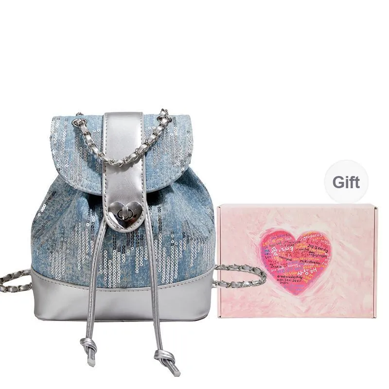NATTY PU Backpack Small Size Women's Silver/Pink-0