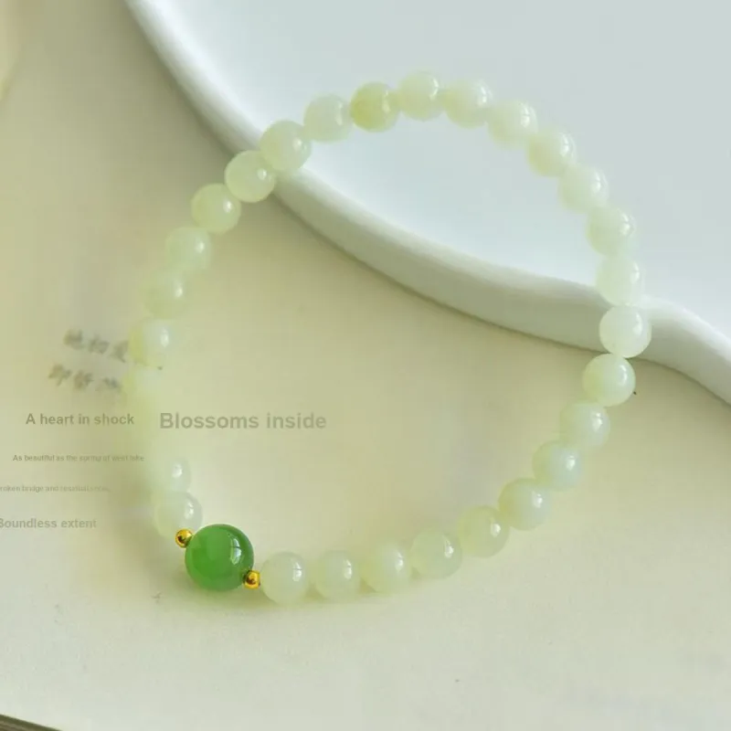 LAOMIAO Hetian Jade Bracelets Pale Greenish White Jade Women's-3