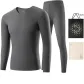 Men's V-Neck Clothing Sets (Downpour Gray)-Fleece Thermal/Seamless High Elasticity/3A Antibacterial