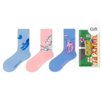 PL Mid Calf Socks Unisex Shopping Bag 3 Pack Mixed Color