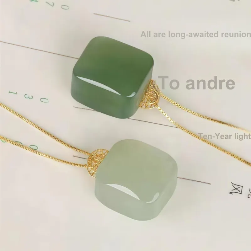 CUIYIN Hetian Jade Pendants Pale Greenish White Jade Unisex-2