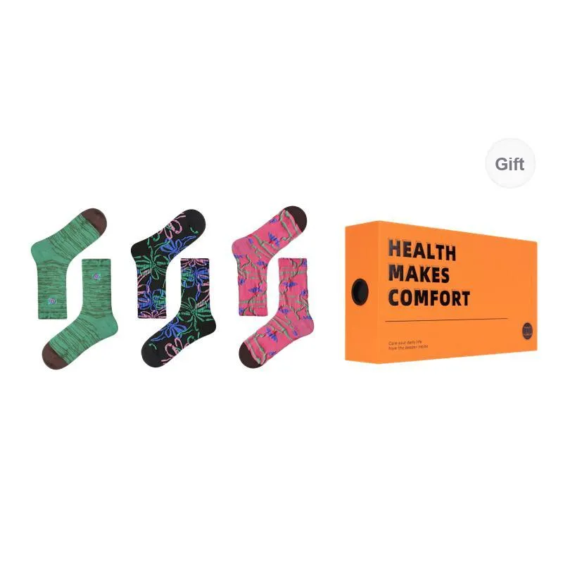 Vine Color Mid Calf Socks Women's 3 Pack-2