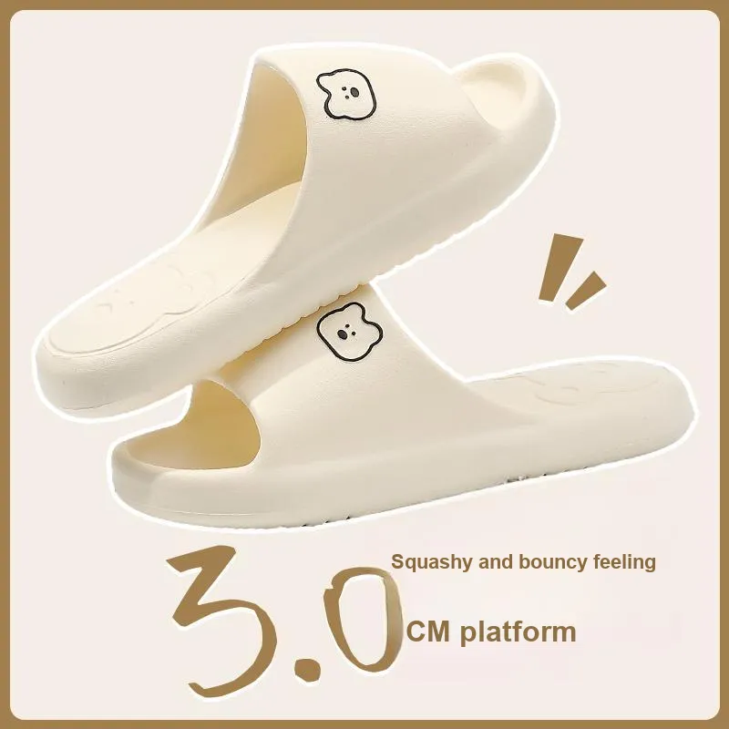 Foot Recreation Summer Bear Home Indoor Bathing Slip Resistant Couple Squashy And Bouncy Feeling Slippers, Unisex-7