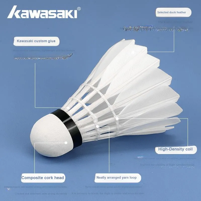 Kawasaki T75 Duck Feather Shuttlecock 12 Pack Duck Feather Outdoor Shuttlecocks-3