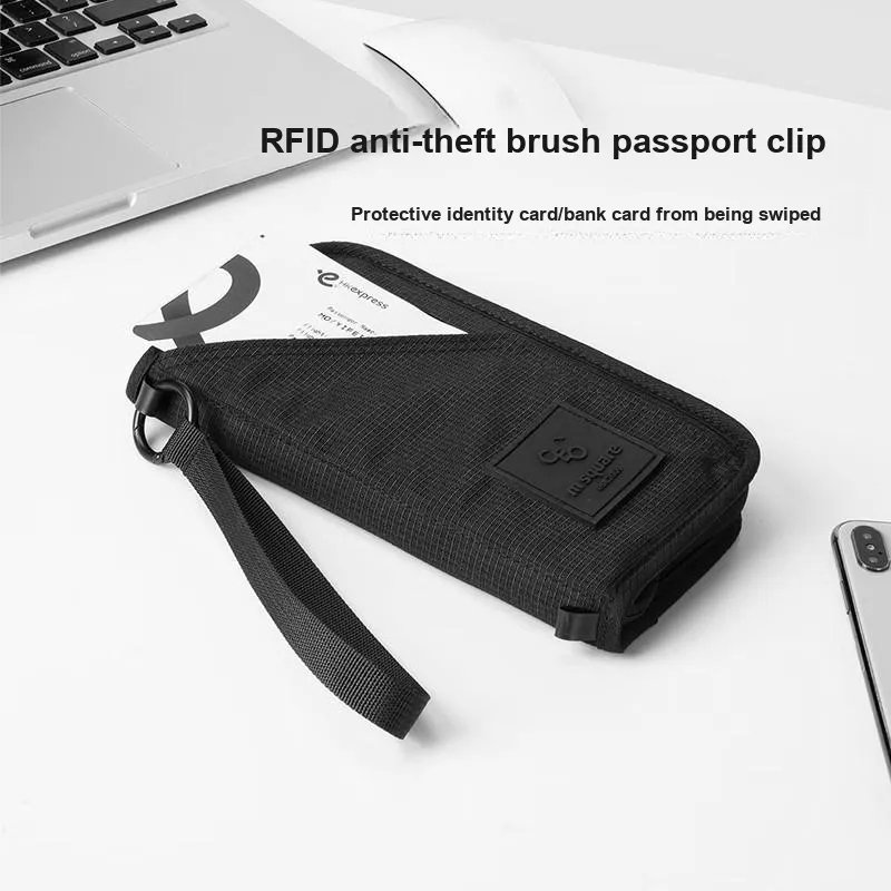 M Square Polyester Passport Holder Regular Unisex Black/Blue/Khaki-1