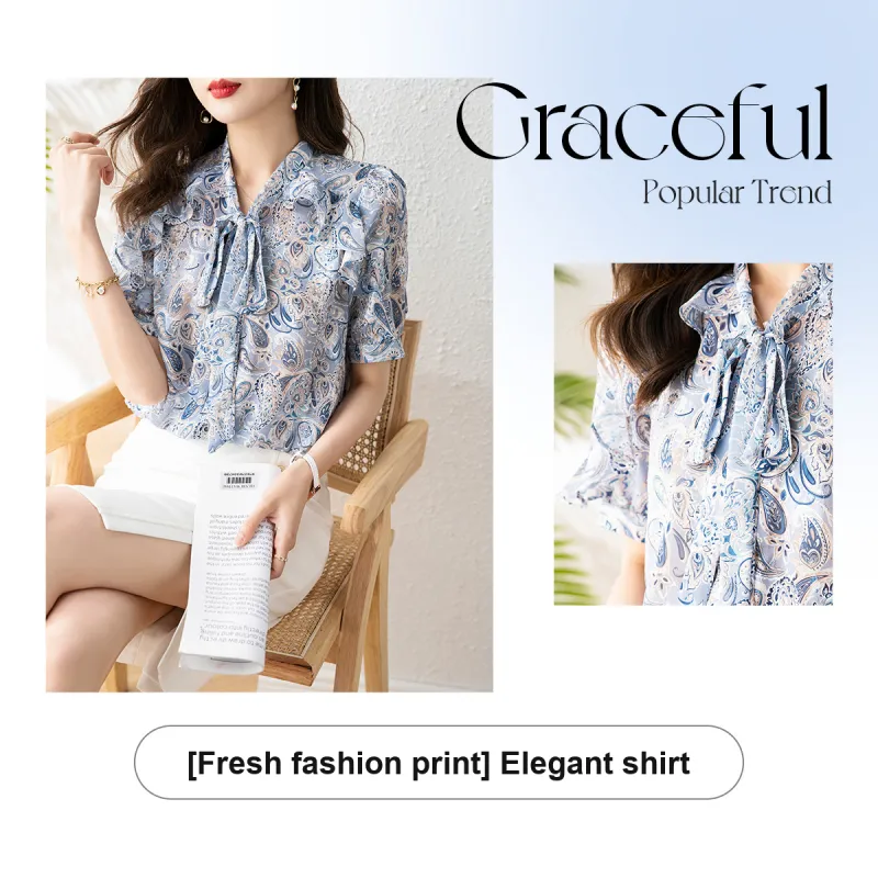 Like The Age Of Water Shirt Loose Fit Women's Blue-3