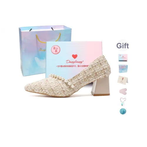 Be Good Грубый каблук Высокие каблуки 6 см Женские Абрикос Подарочный набор в коробке