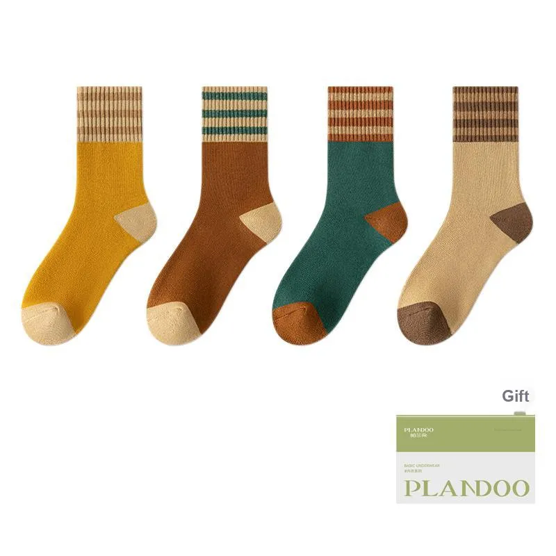 PLANDOO Mid Calf Socks Unisex Box 4 Pack-2