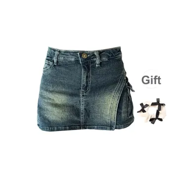 TURN UP Denim Short Skirts Women's Blue