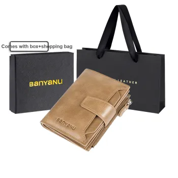 Banyanu Cow Leather Card Holder Wallet Regular Men's Khaki/Coffee/Black/Blue