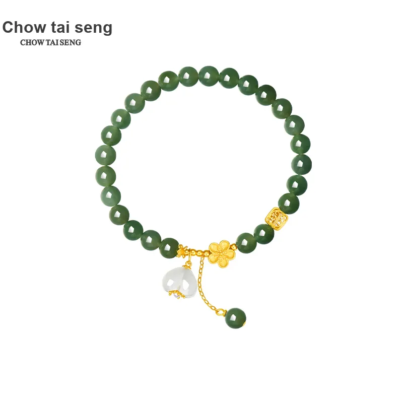 CHOW TAI SENG Hetian Jade Beads Hand Accessory Versatile #Good Luck Jasper Unisex-1
