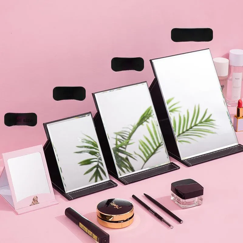 A Few More Cute Foldable Portable High Definition PU Leather Table Large Size Make Up Mirrors Travel Business Unisex-16